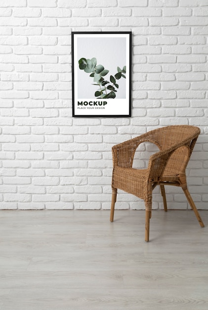 Modernes Wandrahmen-Mock-up-Design mit Inneneinrichtung