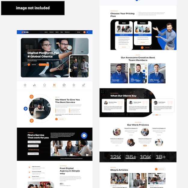 Modernes Website-Layout für digitale Plattform und Kundendienstleistungen