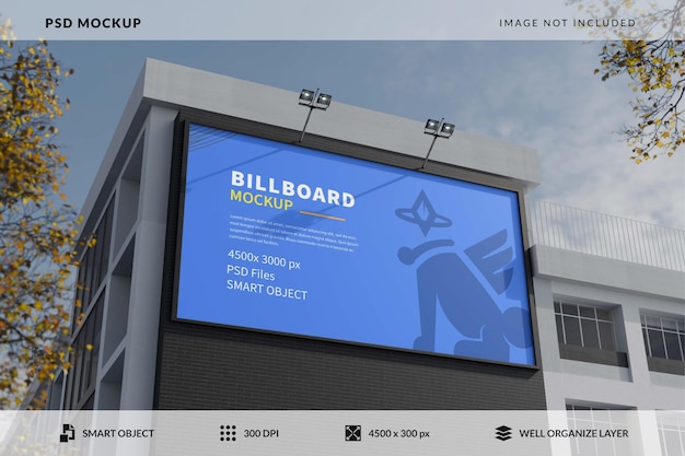 Modernes Werbetafel-PSD-Mockup mit bearbeitbaren intelligenten Objekten
