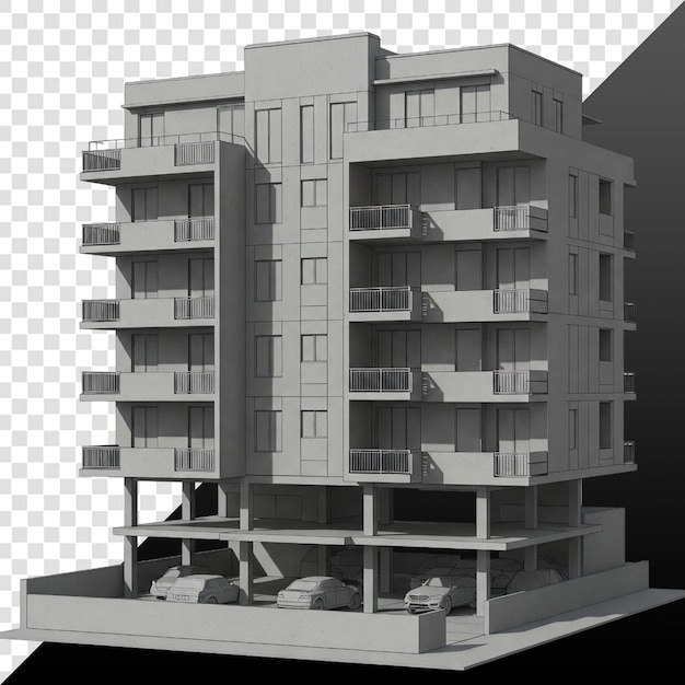 Modernes Wohnhaus mit Balkon und unterirdischem Parkplatz