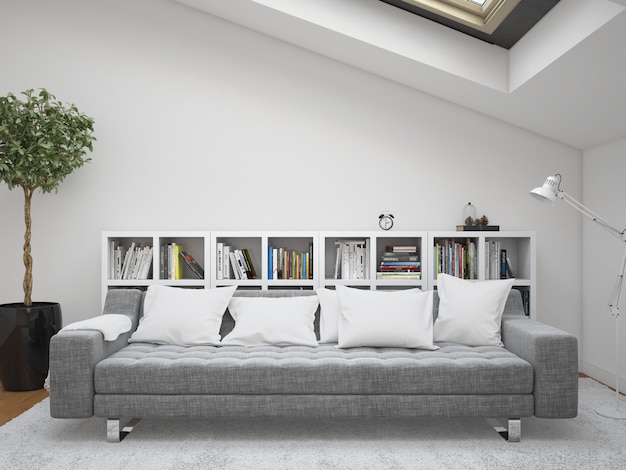 modernes Wohnzimmer mit Sofa und Kissenrahmen