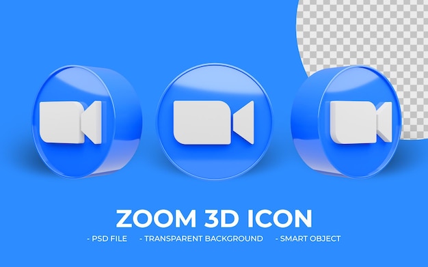 PSD modernes zoom social media 3d-symbol isoliert