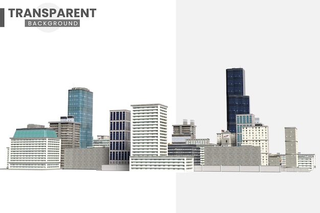 Moderní panorama města s mrakodrapy izolované na průhledném pozadí