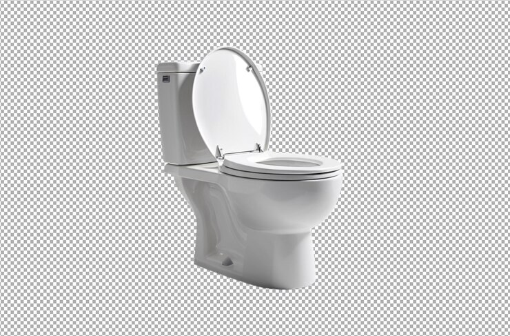 Moderno bagno bianco con coperchio aperto fresco