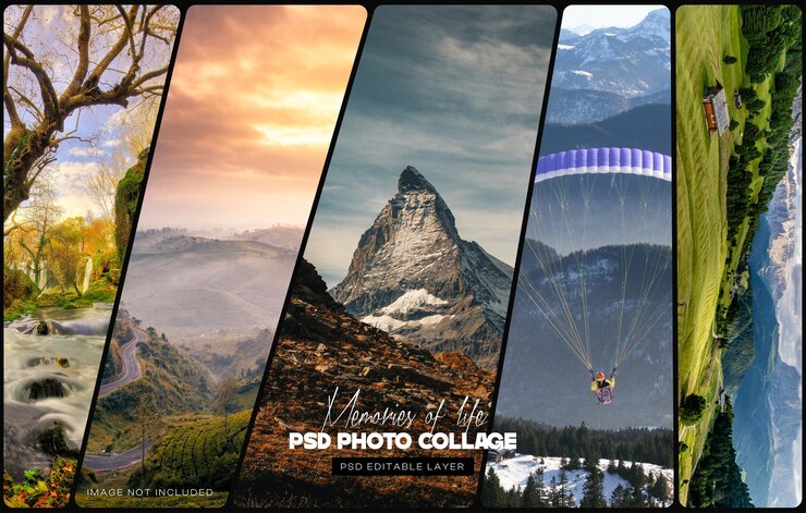 PSD moderno collage fotografico modificabile ps template