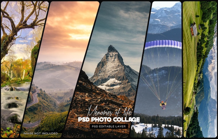 PSD moderno collage de fotos con plantilla ps editable