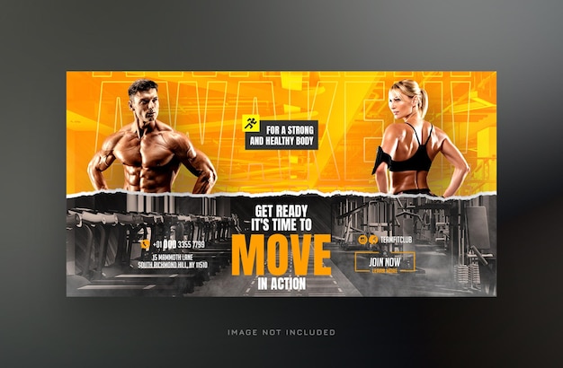 PSD moderno y creativo fitness redes sociales post de facebook o plantilla de banner web