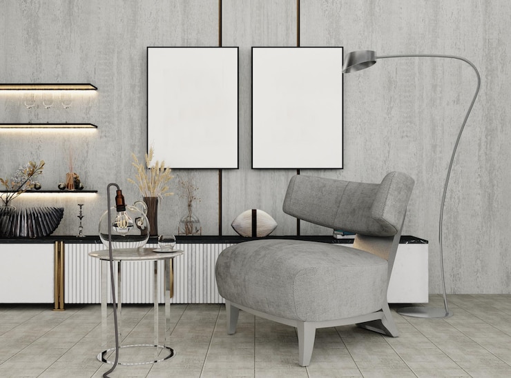PSD moderno design mockup di interni e divano