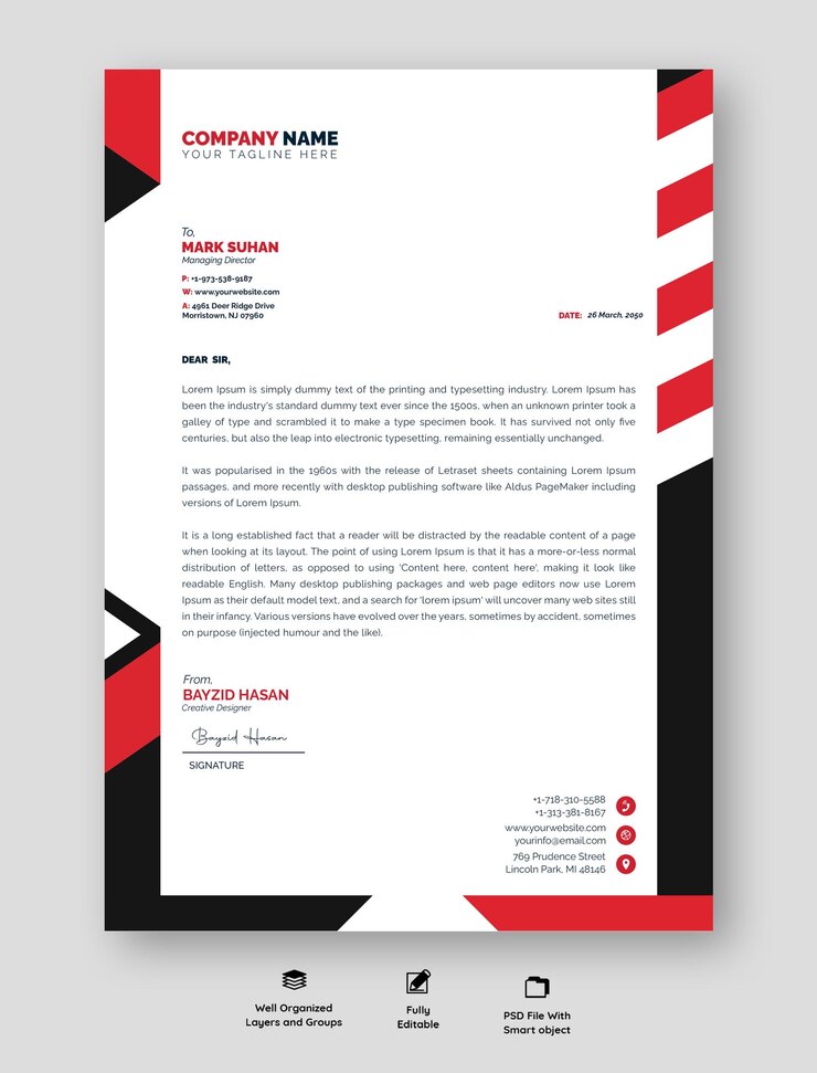 PSD moderno design professionale a testina con colori vivaci e layout organizzato