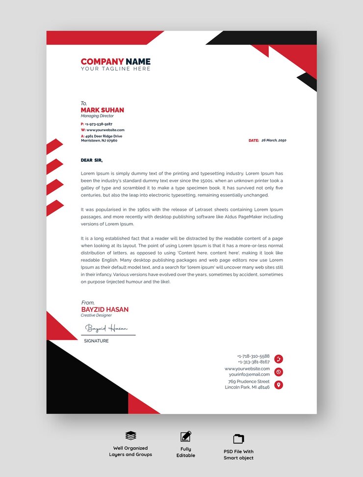 PSD moderno design professionale a testina con colori vivaci e layout organizzato