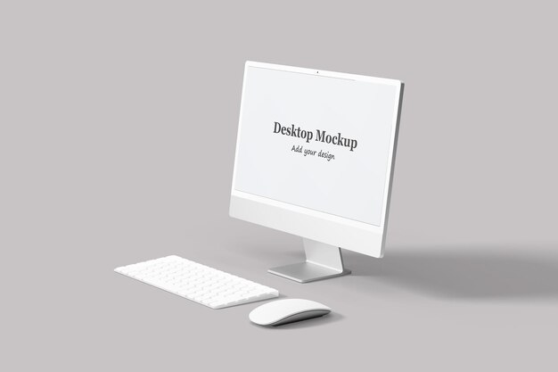 Moderno Desktop Mockup com teclado e mouse