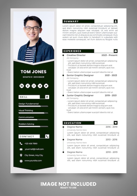 Moderno diseño simple de currículum vitae plantilla PSD