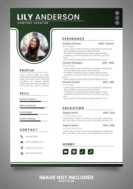 Moderno diseño simple de currículum vitae plantilla PSD