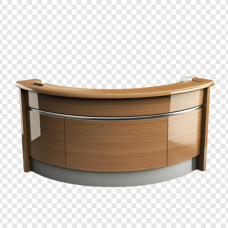PSD moderno escritorio de recepción de madera muebles de oficina de diseño curvo