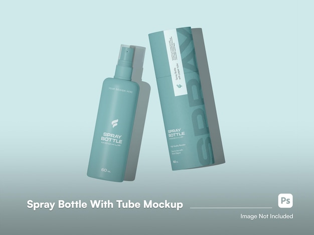 Moderno estetico bottiglia spray e imballaggio Mockup 3D isolato in flat lay setting