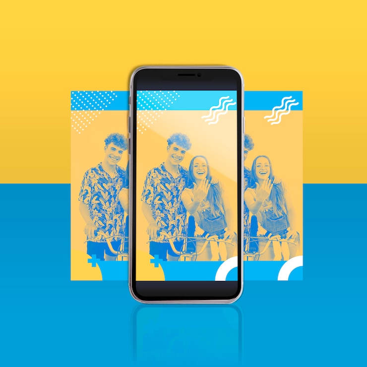 PSD moderno, instagram, poste, modelo, com, smartphone