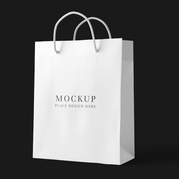 Moderno mockup de saco de compras com painéis laterais azuis para apresentação de marca