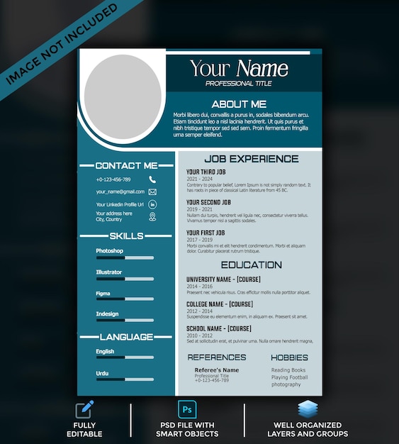Moderno modello di curriculum vitae PSD