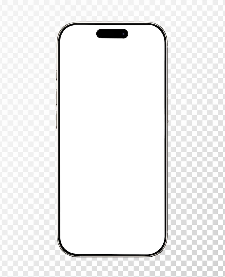 PSD moderno modello di smartphone bianco su sfondo trasparente
