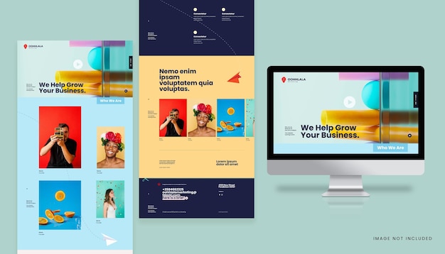 Moderno modelo de site de marketing colorido
