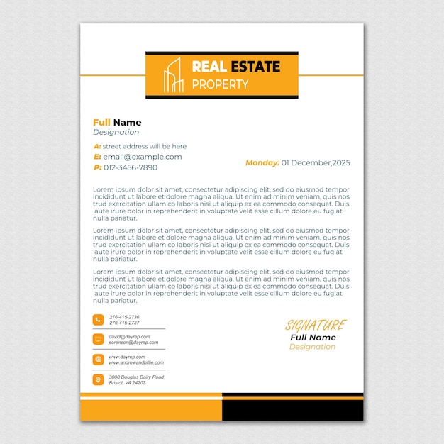 Moderno modelo de papel de carta corporativo Editable Diseño de documentos comerciales A4