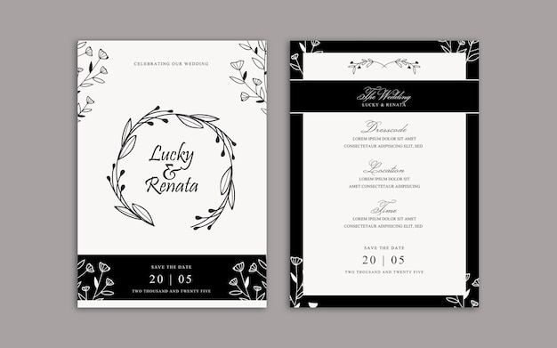 moderno semplice matrimonio invito design ritratto a5 colore bianco e nero