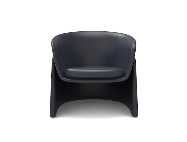 Moderno sillón de cuero negro aislado sobre fondo blanco colección de muebles
