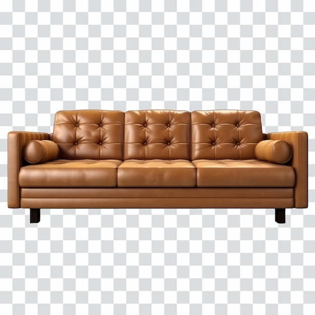 PSD moderno sofá de cuero marrón aislado generativo ai arte