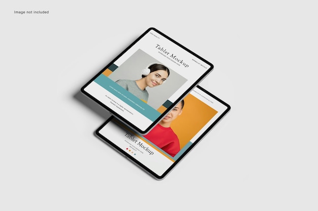 Moderno tablet ad alto angolo con mockup dello schermo