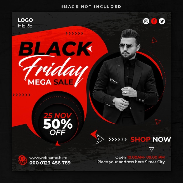 Modeverkauf social media post black friday instagram post web banner vorlage