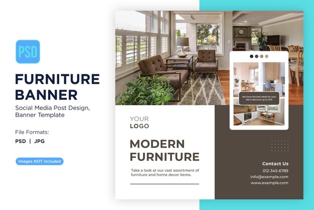PSD modren modèle de conception de bannière de vente de meubles