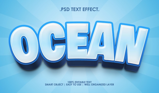 Modrý oceán text efekt stylu