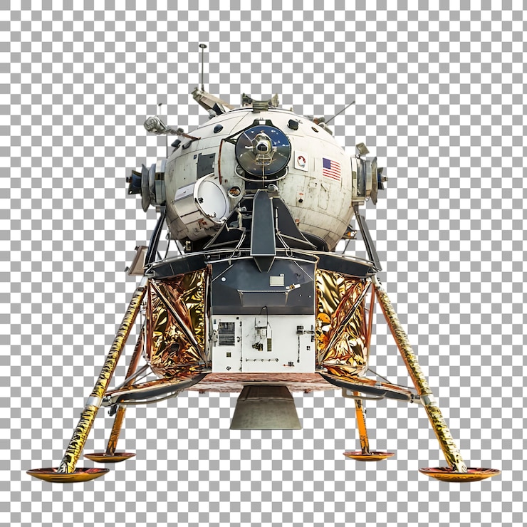 PSD módulo lunar de png aislado contra un fondo transparente para la exploración espacial con fines educativos o de investigación científica