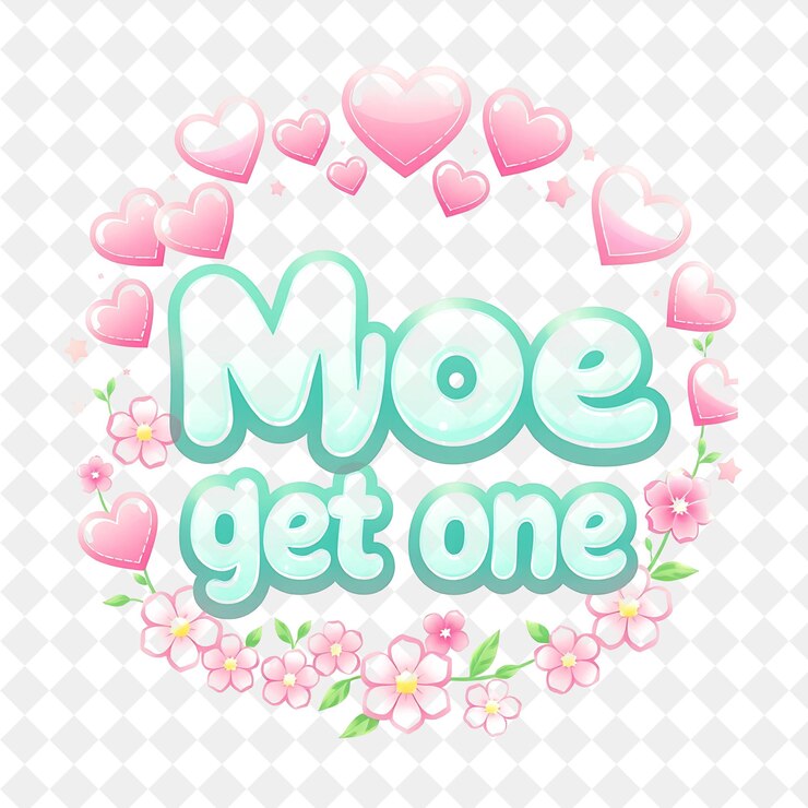 PSD moe texto compra uno consigue uno rodeado de corazones brillantes y flores texto es suave y redondeado pa