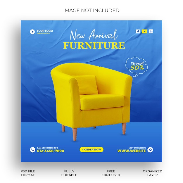 Möbel instagram-post oder social-media-banner-design-vorlage premium psd