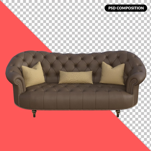 Möbel isoliert 3d-rendering premium psd