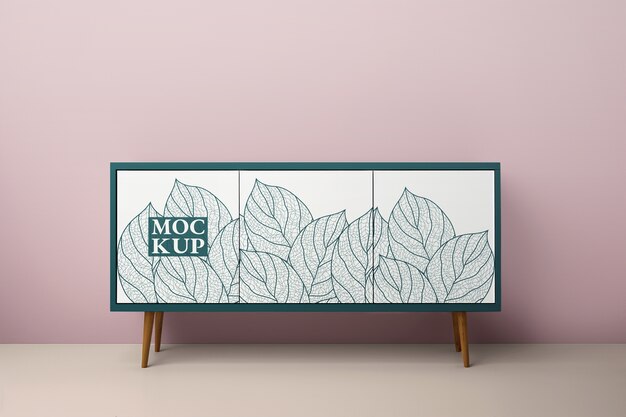 Möbel mit quadratischem kasten-mockup-design