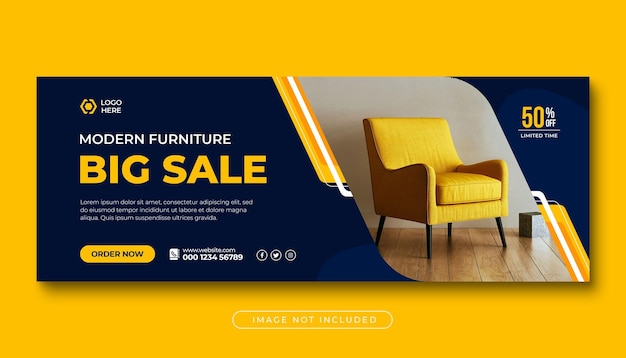 Möbelproduktverkauf Facebook-Cover-Design oder Web-Banner-Vorlage