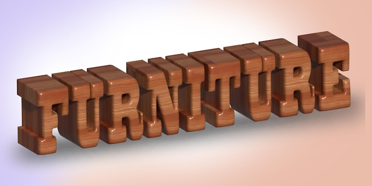PSD möbelwort in 3d holz-retro-stil alphabetbuchstaben