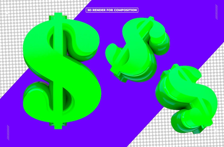 PSD moeda 3d cifrao dinheiro para redes sociais