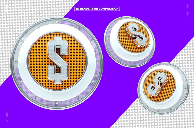 PSD moeda 3d cifrao dinheiro para redes sociais