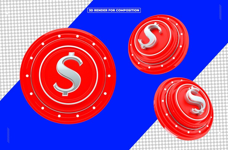 PSD moeda 3d cifrao dinheiro para redes sociais
