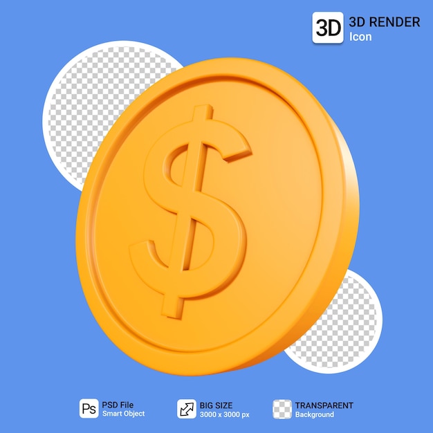 PSD moeda 3d com fundo transparente