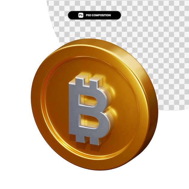 Moeda bitcoin renderização 3d isolada