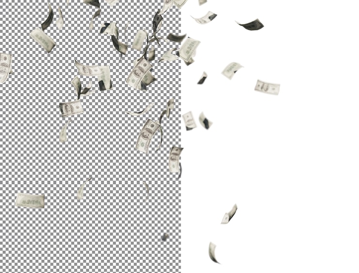 PSD moeda de 100 dólares com renderização em 3d de fundo transparente