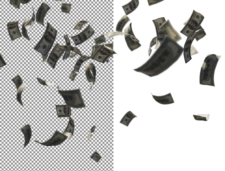 PSD moeda de 100 dólares com renderização em 3d de fundo transparente