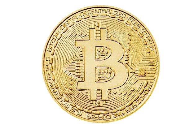 moeda de bitcoin em fundo branco
