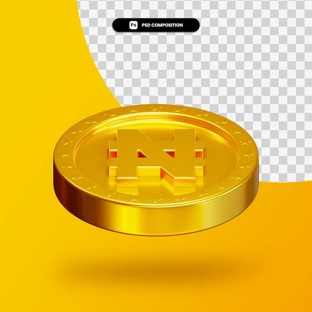 Moeda de câmbio dourada renderização em 3d isolada