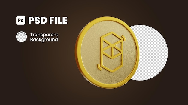 PSD moeda de criptomoeda ftm dourada 3d