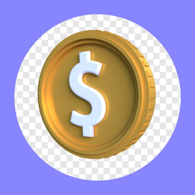 PSD moeda de dólar dourado ilustrada em 3d ícone transparente